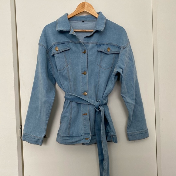 Never worn, denim stretch belted jacket - Picture 1 of 2